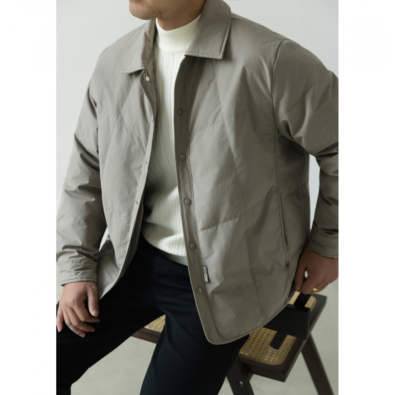 90白鸭绒轻薄衬衫式羽绒服男秋冬季2025新款宽松保暖夹克外套男潮