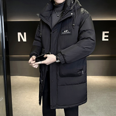 高级感中长款羽绒服男士2025冬季潮牌百搭防寒服加厚保暖冬装外套