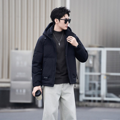 高级感可拆卸连帽羽绒服冬季加厚2025新款潮流短款轻薄男士外套