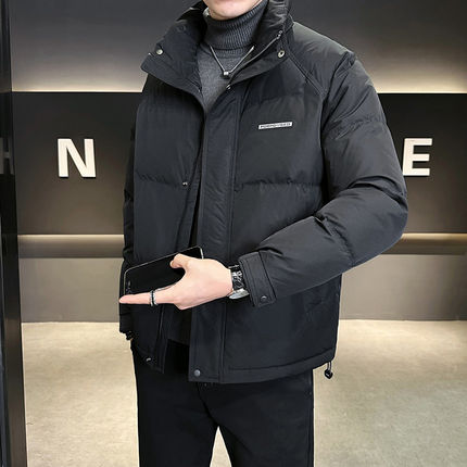 立领印花加厚羽绒服外套男冬季2024年新款时尚潮流休闲短款高级感
