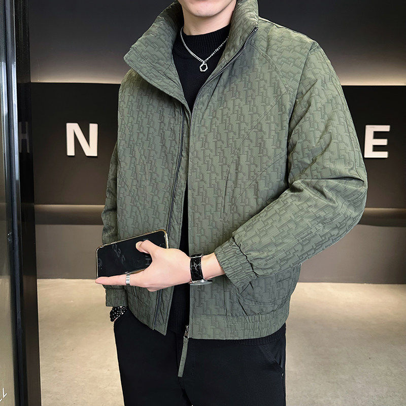 羽绒服男冬季立领潮牌2026新款修身暗花帅气轻薄鸭绒衣服加厚外套