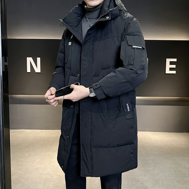 羽绒服男中长款连帽时尚潮流休闲百搭加厚衣服2025新款高端外套男