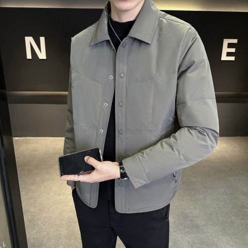 轻薄款羽绒服男冬季2026新款翻领夹克男装90白鸭绒防寒服保暖外套