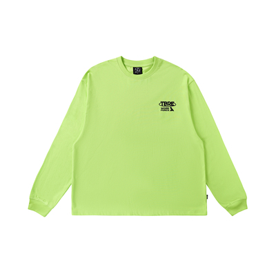 TBRE长袖全棉工作力量荧光绿T恤