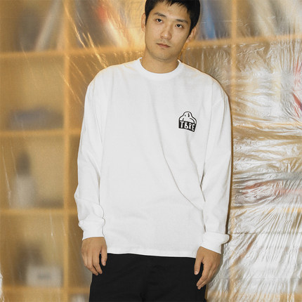 TBRE基础沙发人白色圆领长袖T恤