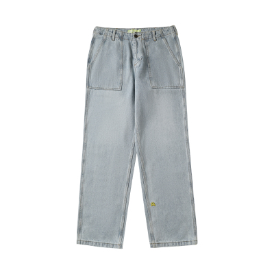 TBRE水洗磨白牛仔裤长裤