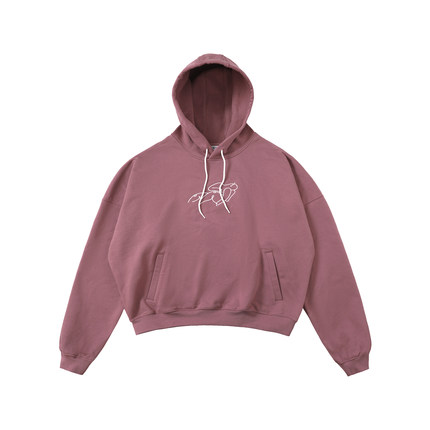 TBRE「躺人」蝙蝠袖套头连帽卫衣红色