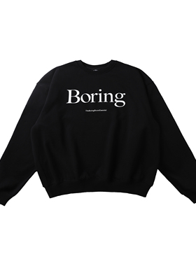 TBRE「Boring」黑色全圆领套头卫衣