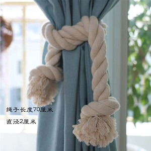 美式乡村 粗棉线窗帘绑绳 手工窗帘绑带 窗帘扣 棉线麻绳 单条