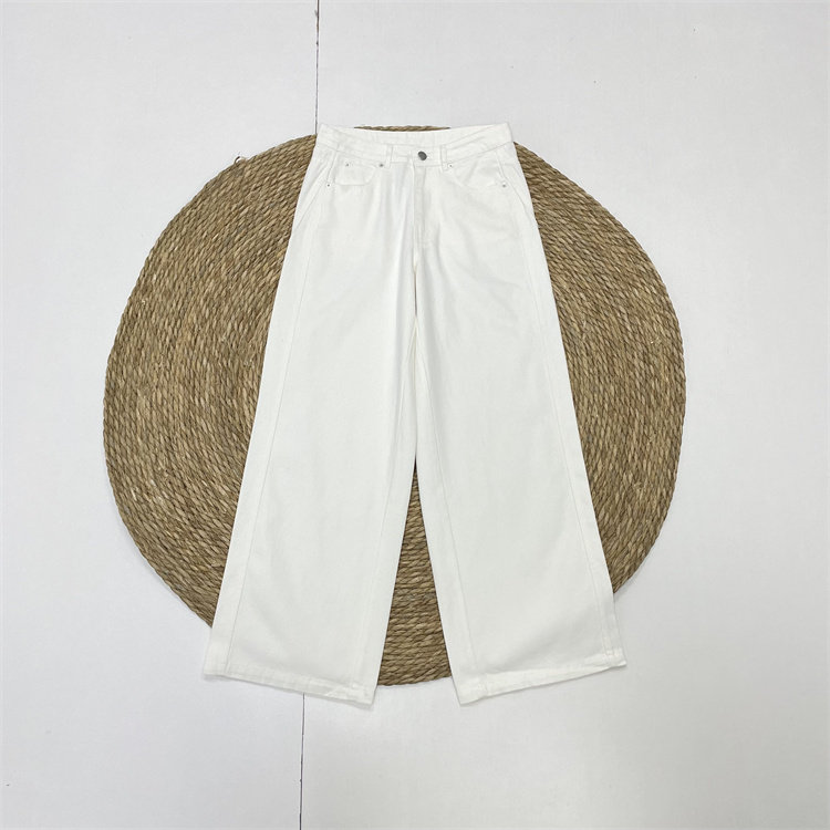 J2舒适国内单2026春新款女纯白牛仔裤阔腿裤直筒裤休闲百搭长裤