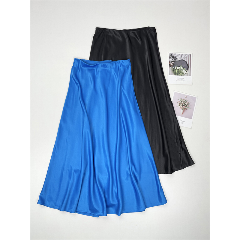 G3超美缎面裙~外单纯元女士半身裙复古醋酸缎面质感温柔风中长裙