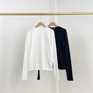 上衣T恤衫 X2基础纯色外单纯元 圆领长袖 女打底衫 休闲百搭 26春新款