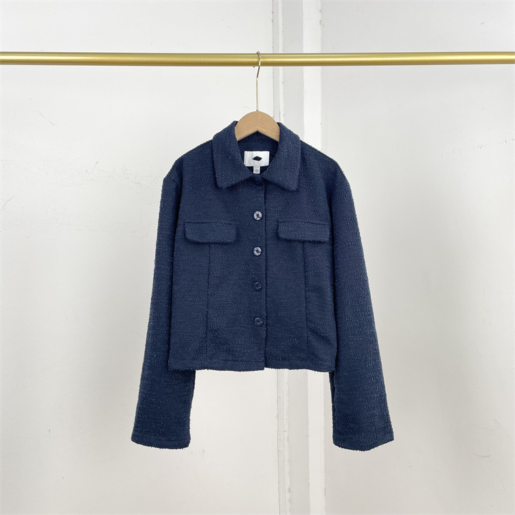 D4小香风外套北欧外单2026春新款单排扣短外套小众法式御姐风上衣