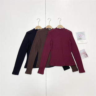 软糯肌理感内搭上衣纯色百搭打底衫 女立领长袖 26春新款 C2外单纯元