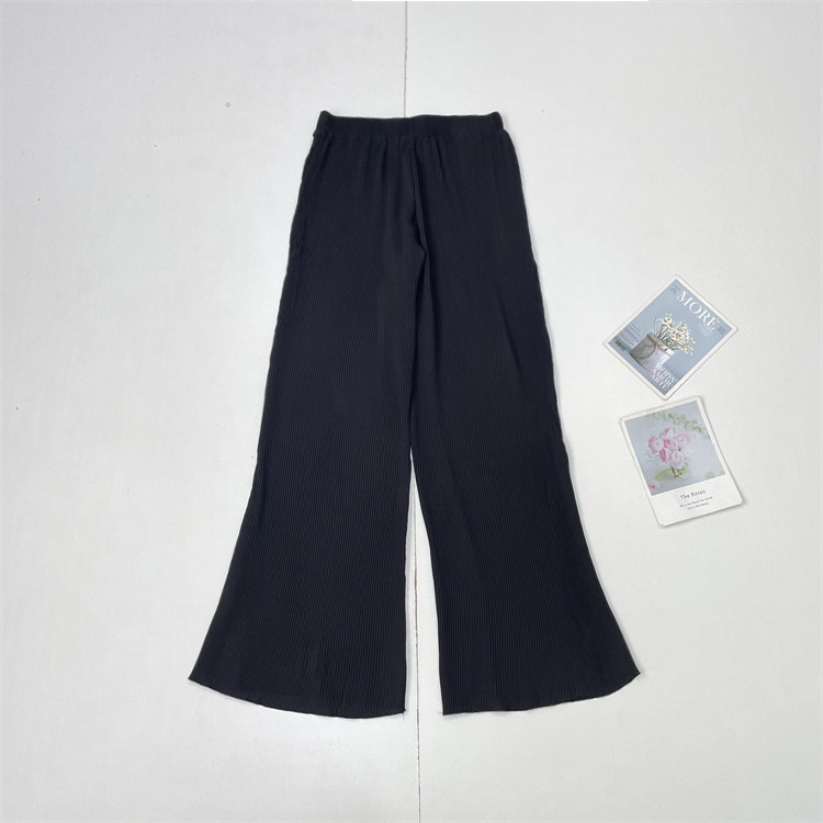 E3御姐范百褶黑长裤！外贸纯元25年春夏新款女士直筒裤休闲裤黑色 - 安妮外贸原单厂家货源出品