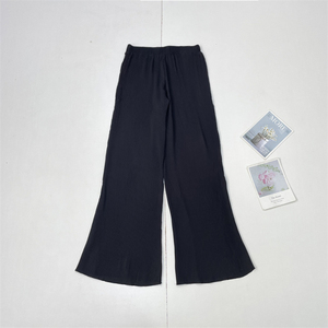 E3御姐范百褶黑长裤！外贸纯元25年春夏新款女士直筒裤休闲裤黑色