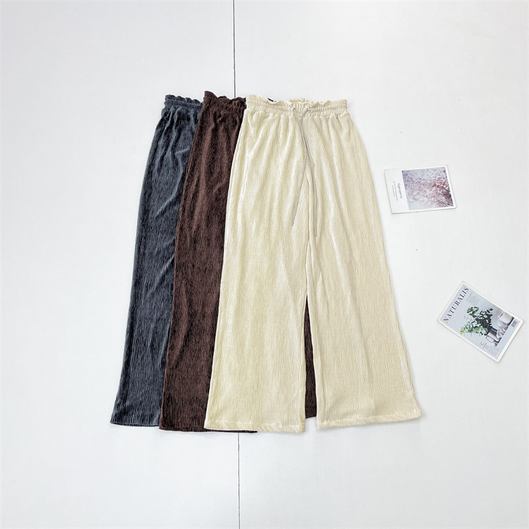 G1丝绒长裤！日本单纯元25秋新款时尚松紧腰阔腿裤休闲长裤百搭款