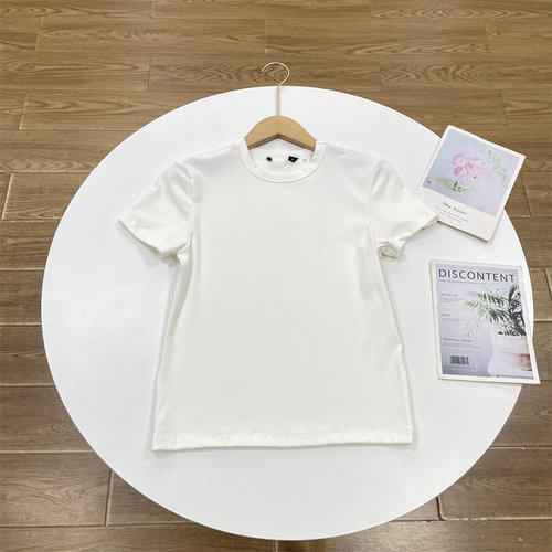 D2马来单~26夏新款女T恤圆领短袖基础款纯白百搭极简通勤款上衣