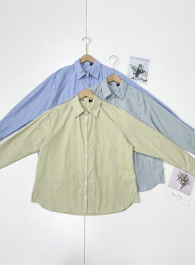 C5时尚条纹款~外单法国单25秋款长袖女衬衫小众上衣高级开衫衬衣