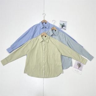 条纹款 小众上衣高级开衫 外单法国单25秋款 女衬衫 衬衣 长袖 C5时尚