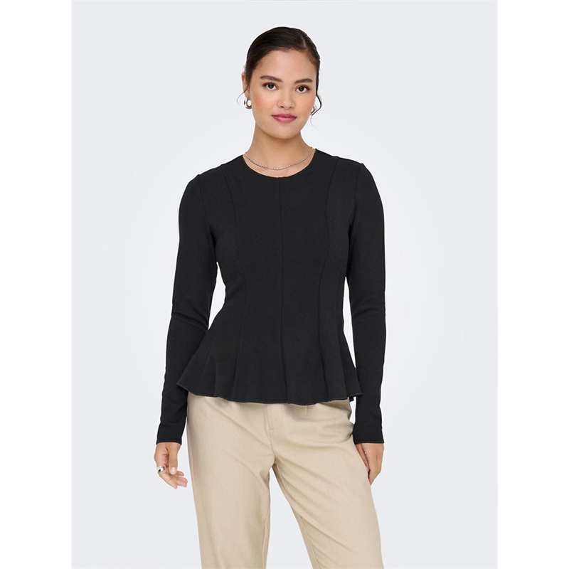 F5外单纯元~25秋新款圆领长袖时尚修身显瘦收褶T恤百搭法式打底衫