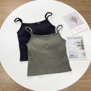 罗纹吊带修身 G1大码 26夏新款 外单 内搭上衣背心乳胶胸垫 仅有XL码