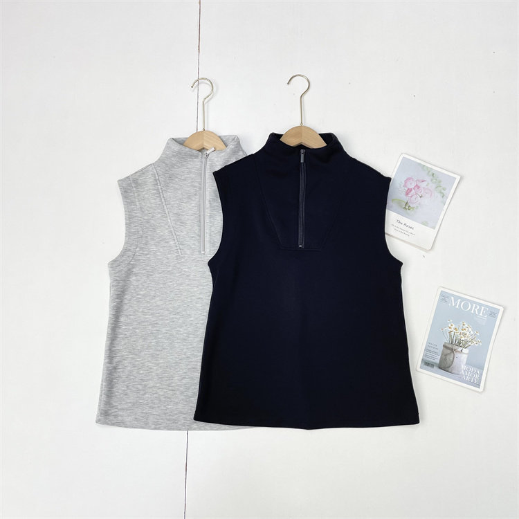 H2西班牙大牌！舒适莫代尔背心25秋新款空气层无袖半门襟上衣女