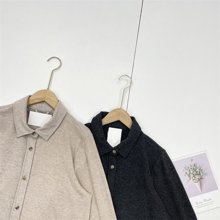 X1斜纹磨毛衬衫外单出口单25秋冬新款外贸女长袖翻领百搭休闲上衣