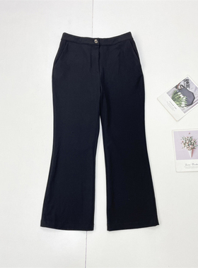 F2大码大牌英国单 微喇叭裤~ 25秋新女士百搭黑色长裤修身显瘦