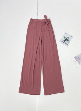 F360%天丝豆沙粉出口外单26春高品质好面料阔腿裤显瘦直筒长裤垂