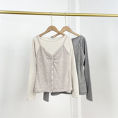 长袖 E6韩国单大牌 休闲假两件26春夏新款 柔软T恤百搭好货打底上衣