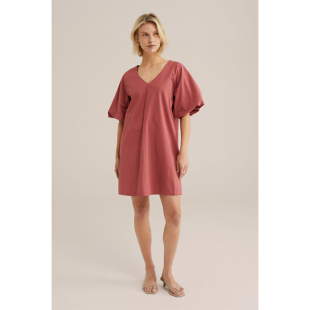 优雅法式 I2纯色简约款 V领五分双层泡泡袖 25夏新款 连衣裙 外单纯元