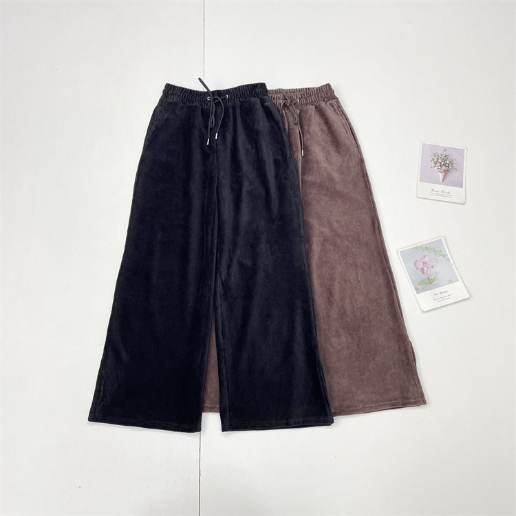 Y1超级性价单灯芯绒25年冬新款品质长裤直筒开叉休闲裤松紧腰女裤