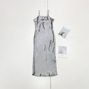 A2绝美珠光~北欧外单2026夏新款女修身吊带长款开叉性感连衣裙