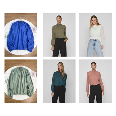 F5立领提花面料~北欧单外单25秋新款女套头纯色长袖法式百搭衬衫