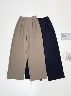 E1显高显瘦~德国外单25秋新款女阔腿裤西装顺滑面料百搭休闲长裤