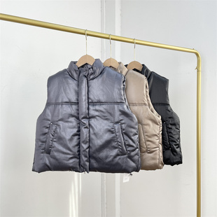F4高定缎面肌理日单外单25冬新款棉马甲背心女士叠穿神器保暖短款