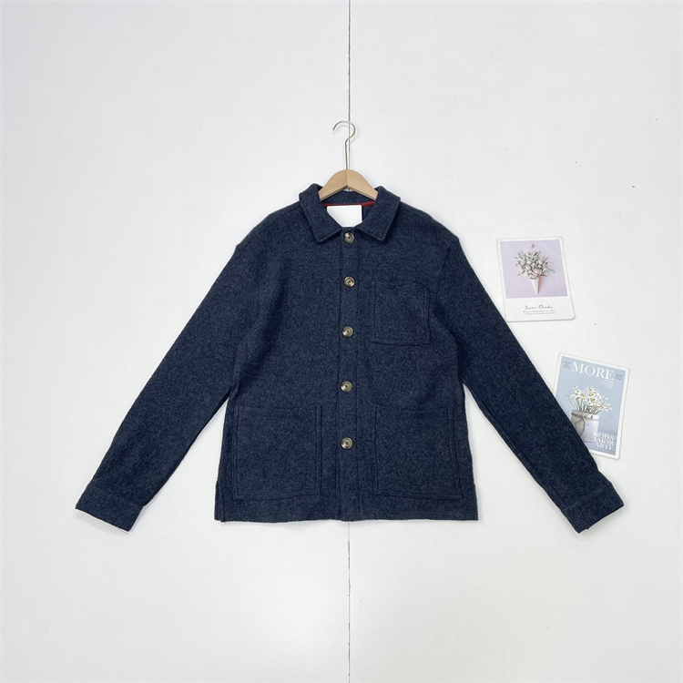 E643%羊毛~外单纯元25冬新款女软糯长袖外套上衣毛呢面料复古显瘦