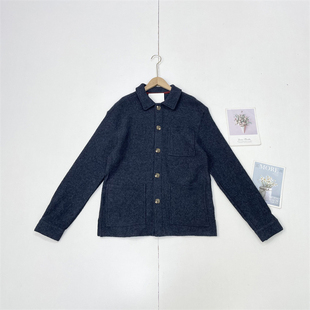 女软糯长袖 25冬新款 外套上衣毛呢面料复古显瘦 外单纯元 E643%羊毛