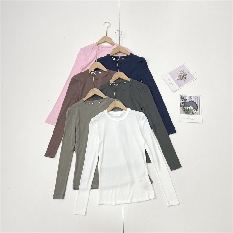 I1多色莫代尔~自留款实用 外单纯元25秋新款圆领长袖打底衫T恤衫