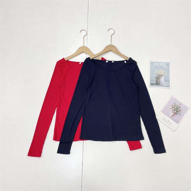 D4英国大牌罗纹料25秋冬新款女圆领长袖直筒T恤衫法式打底衫品质