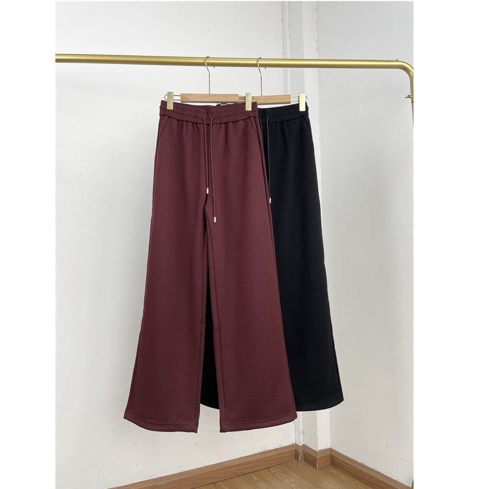 C3含羊绒冬款厚款国内单25冬新款松紧腰直筒宽松长裤休闲百搭款女