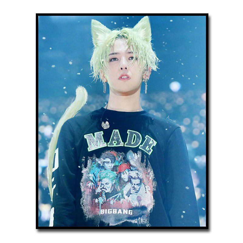 gd权志龙bigbang队长diy数字油画明星周边定制手绘填色油彩画挂画