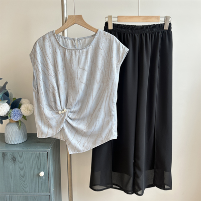 中年妈妈夏装t恤上衣套装