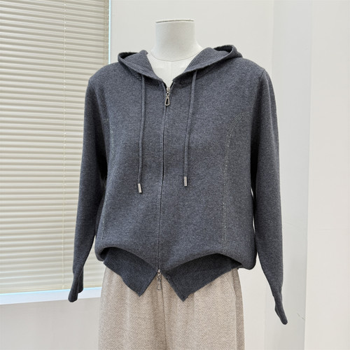 妈妈秋冬新款长袖戴帽针织衫