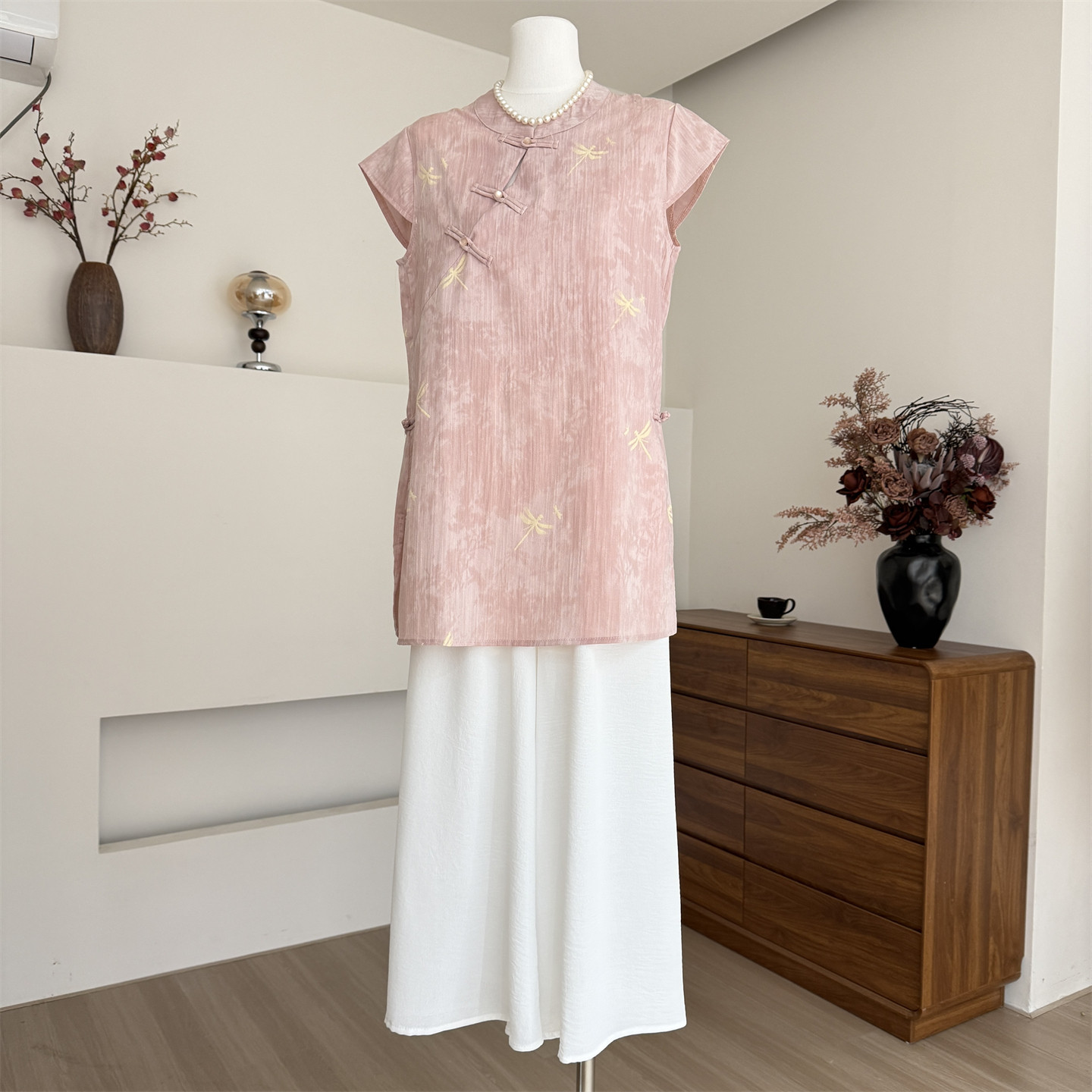 妈妈夏装短袖t恤套装时尚连衣裙国风中老年女装洋气高贵半身裙裤