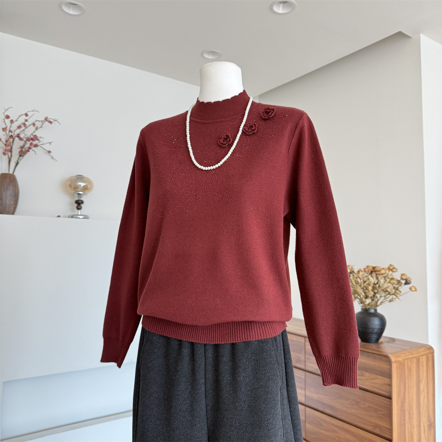中老年人妈妈冬装打底衫