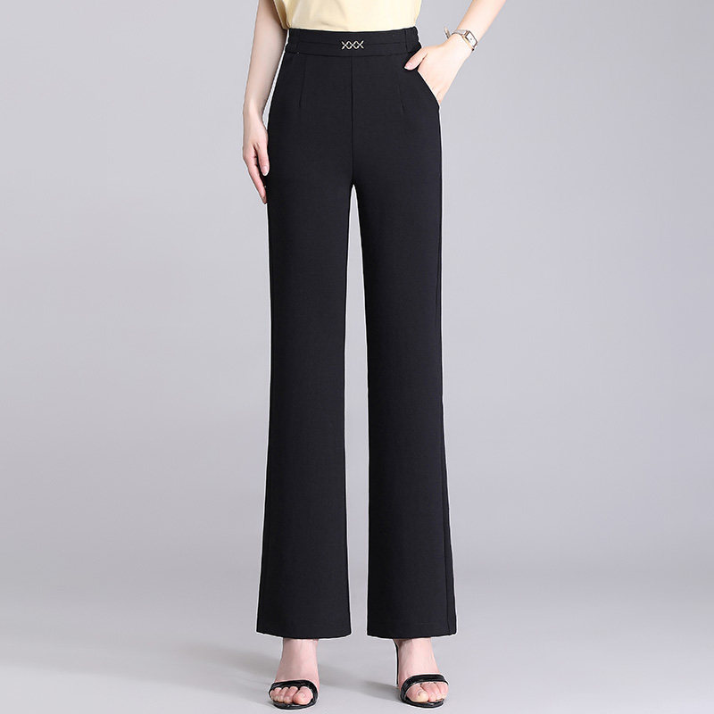 高腰妈妈裤子春秋宽松显瘦直筒裤洋气新款中年休闲大码中老年女裤
