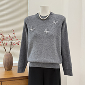 上衣加绒加厚毛衣中老年女一体绒减龄保暖打底小衫 妈妈冬装 针织衫