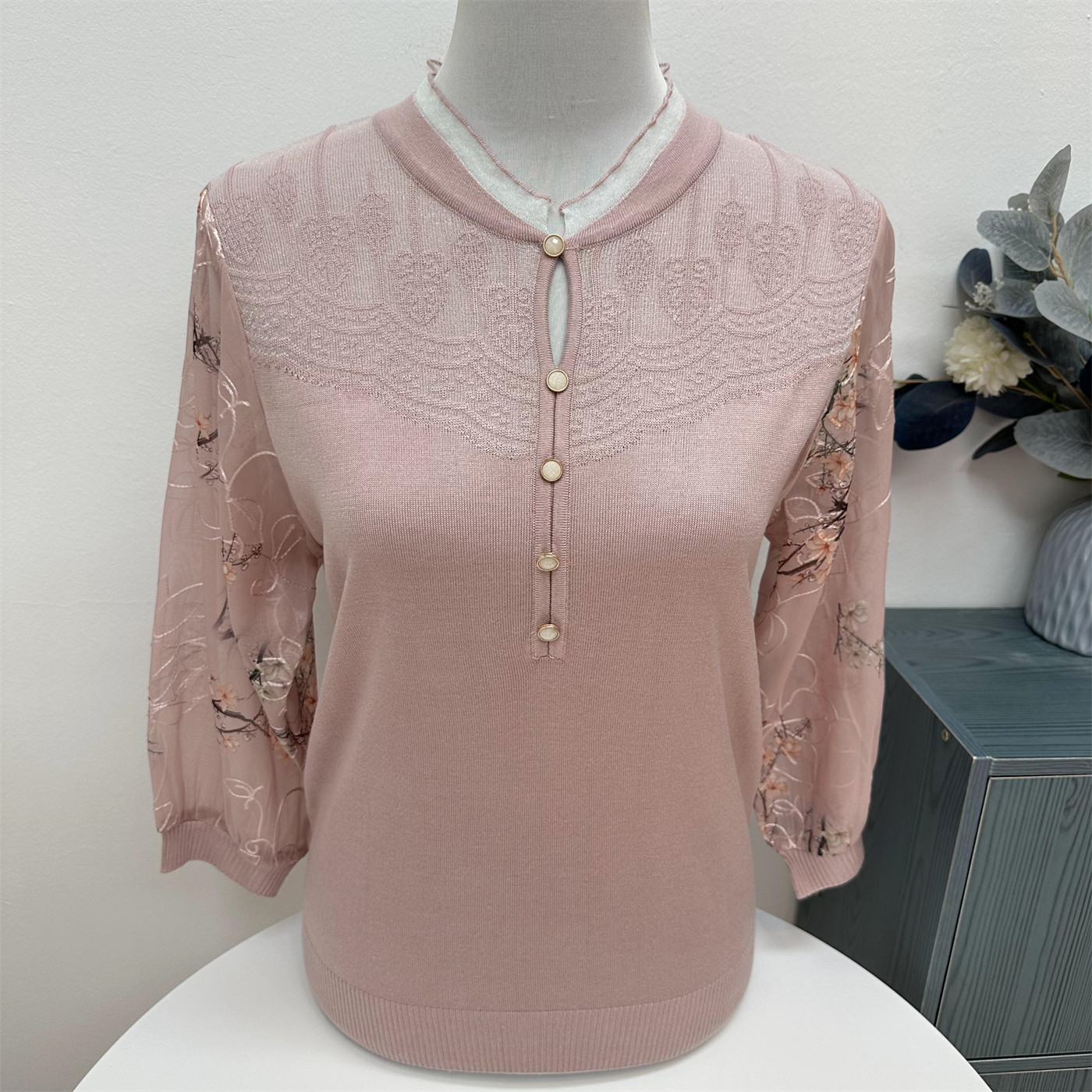 中年妈妈春装薄款打底衫T恤2025新款中老年女士春夏季针织上衣服